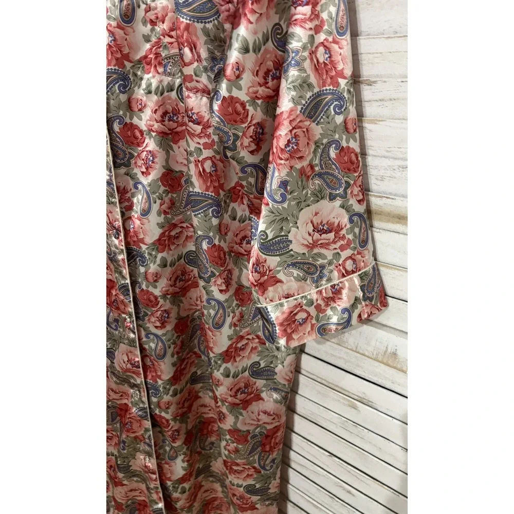 Floral Robe Roses & Paisley LS Buttons Collar Daford XL Cottagecore EUC Lounge